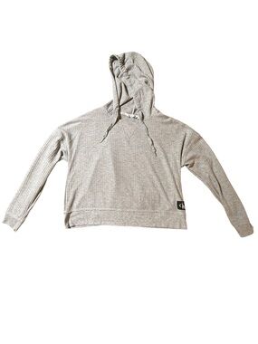 Calvin Klein Performance Womens Grey Waffle Knit Cropped Hoodie size Large